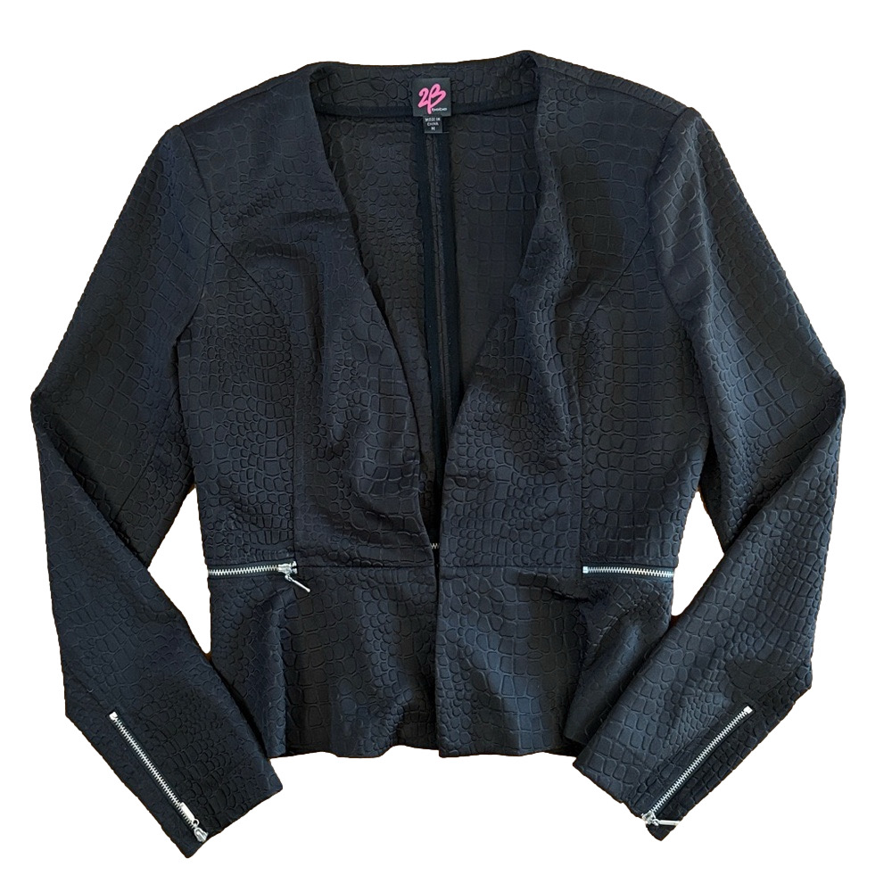 Bebe Crocodile Patterned Black Jacket Cardigan Top Size Medium
